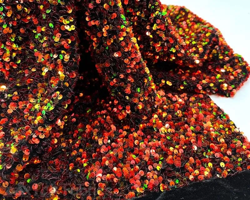 Luxury Stretch Velvet Sequin Fabric All Over Full Sequin