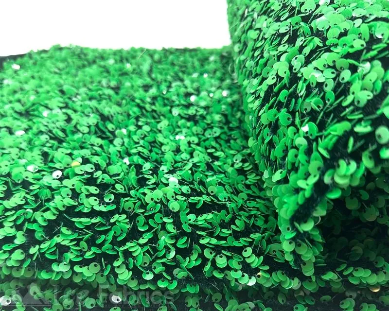 Luxury Stretch Velvet Sequin Fabric All Over Full Sequin
