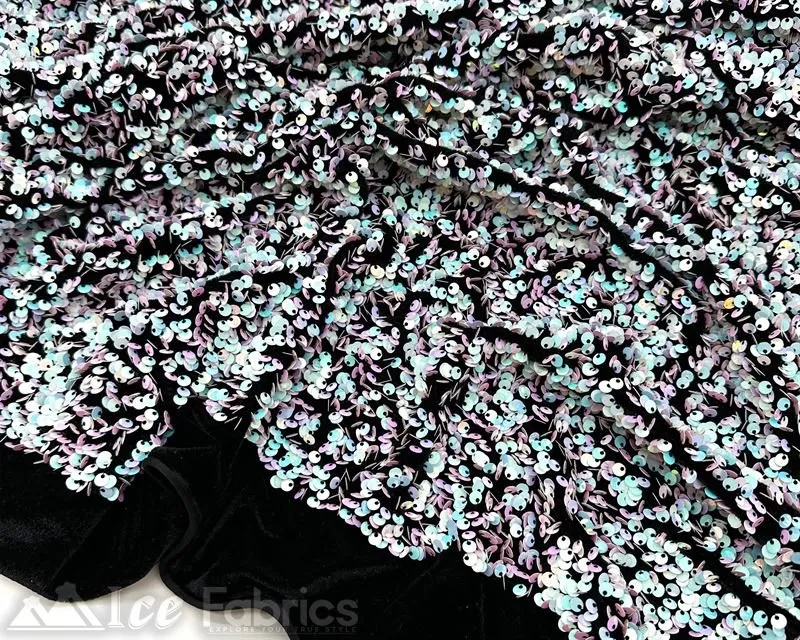 Luxury Stretch Velvet Sequin Fabric All Over Full Sequin