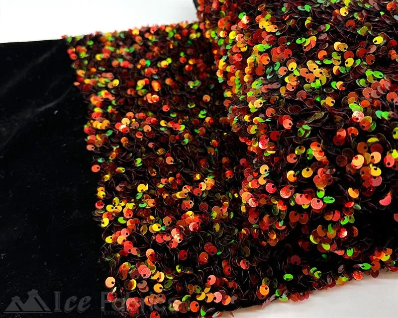 Luxury Stretch Velvet Sequin Fabric All Over Full Sequin