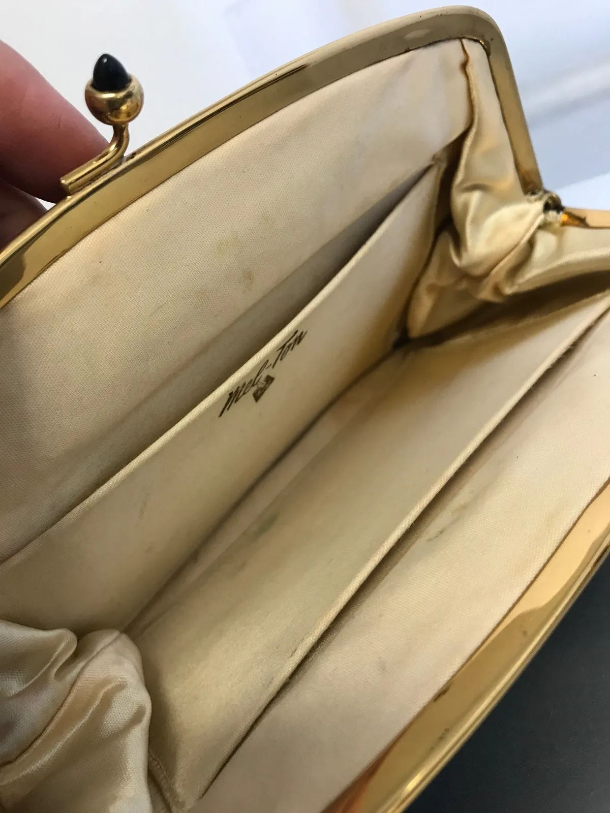 Mel-Ton Black Velvet Clutch Purse Bag Vintage Accessories