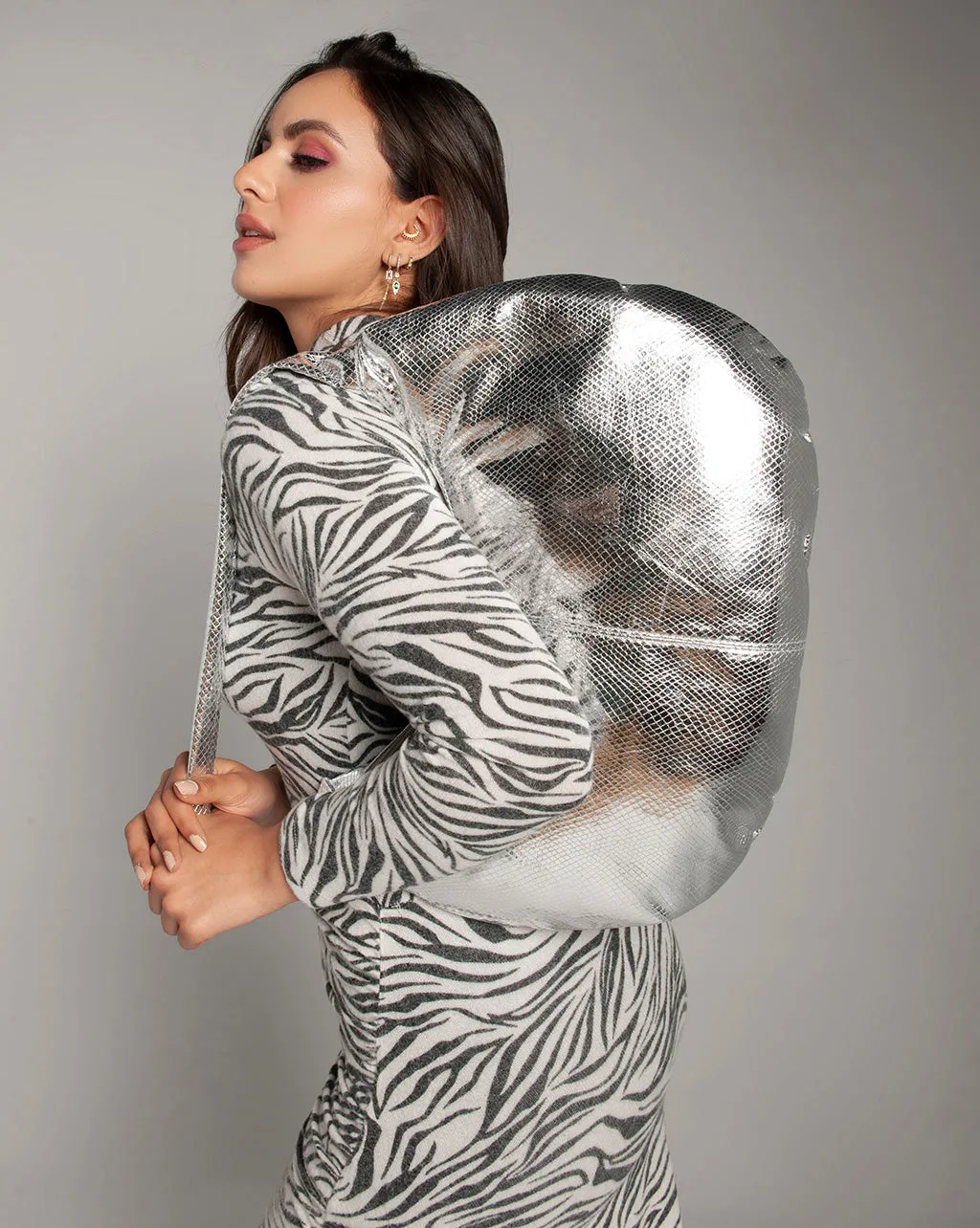 Metallic Hand Bag - Silver