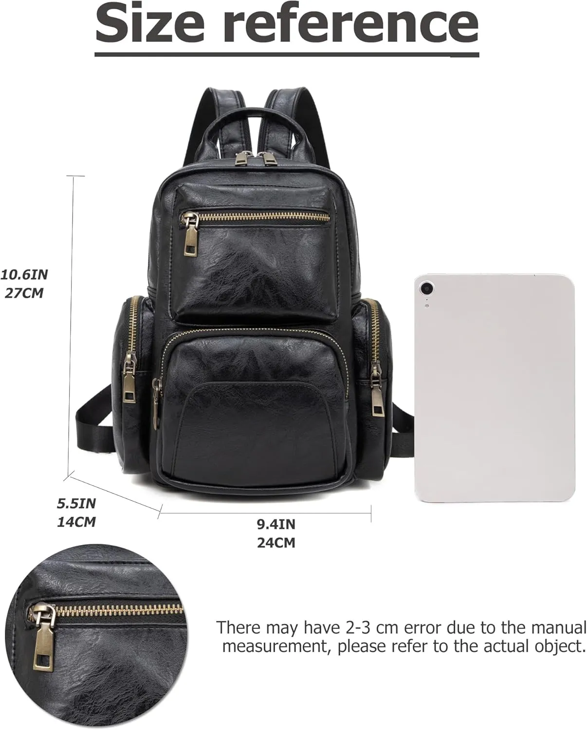 myfriday Vintage Backpack Purse for Women Ladies Leather Sling Backpack Purse Designer Convertible Travel Backpack (Black)