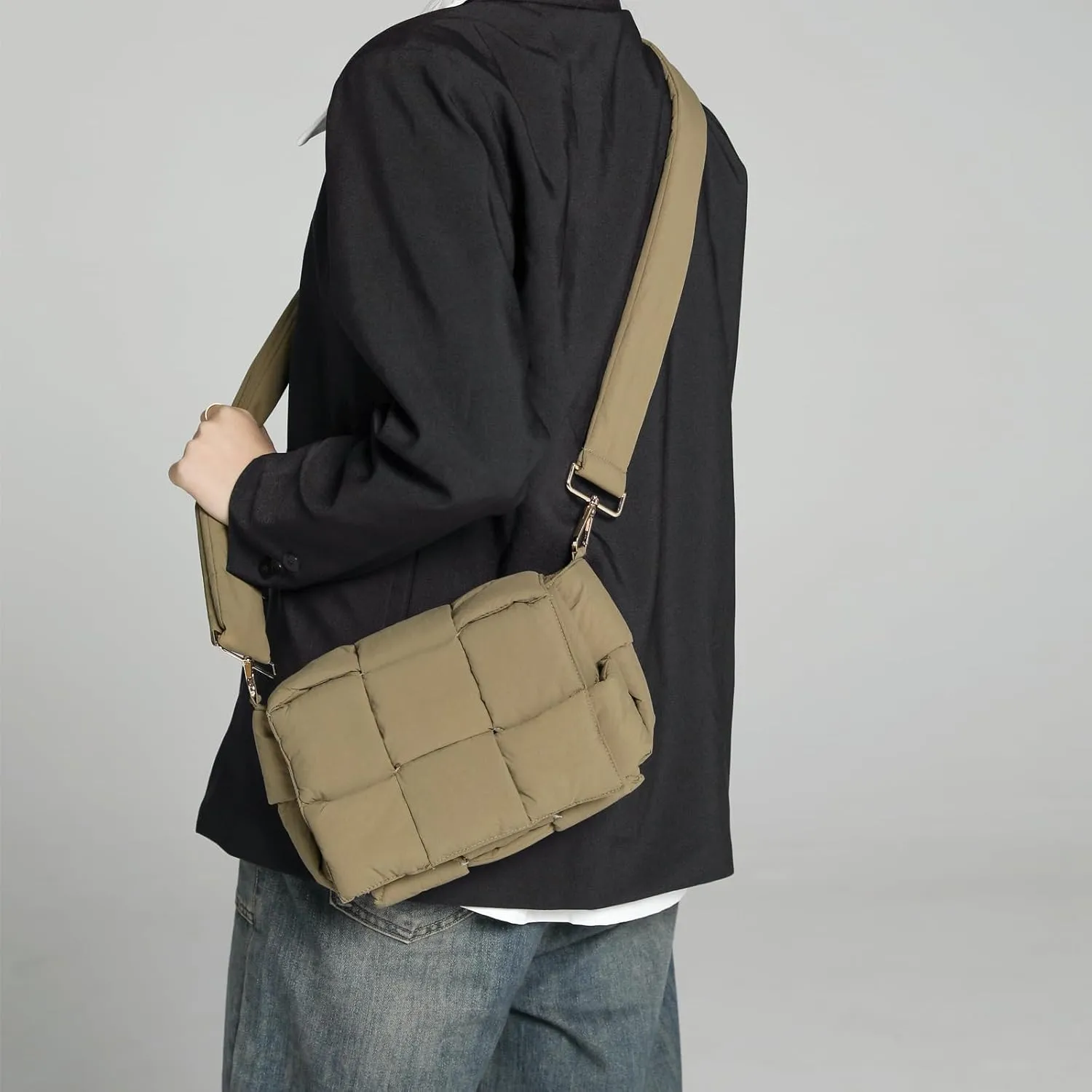 NAARIIAN Shoulder bags for women, Light-weight small puffer purses waterproof, hand-woven puffy bag crossbody handbag