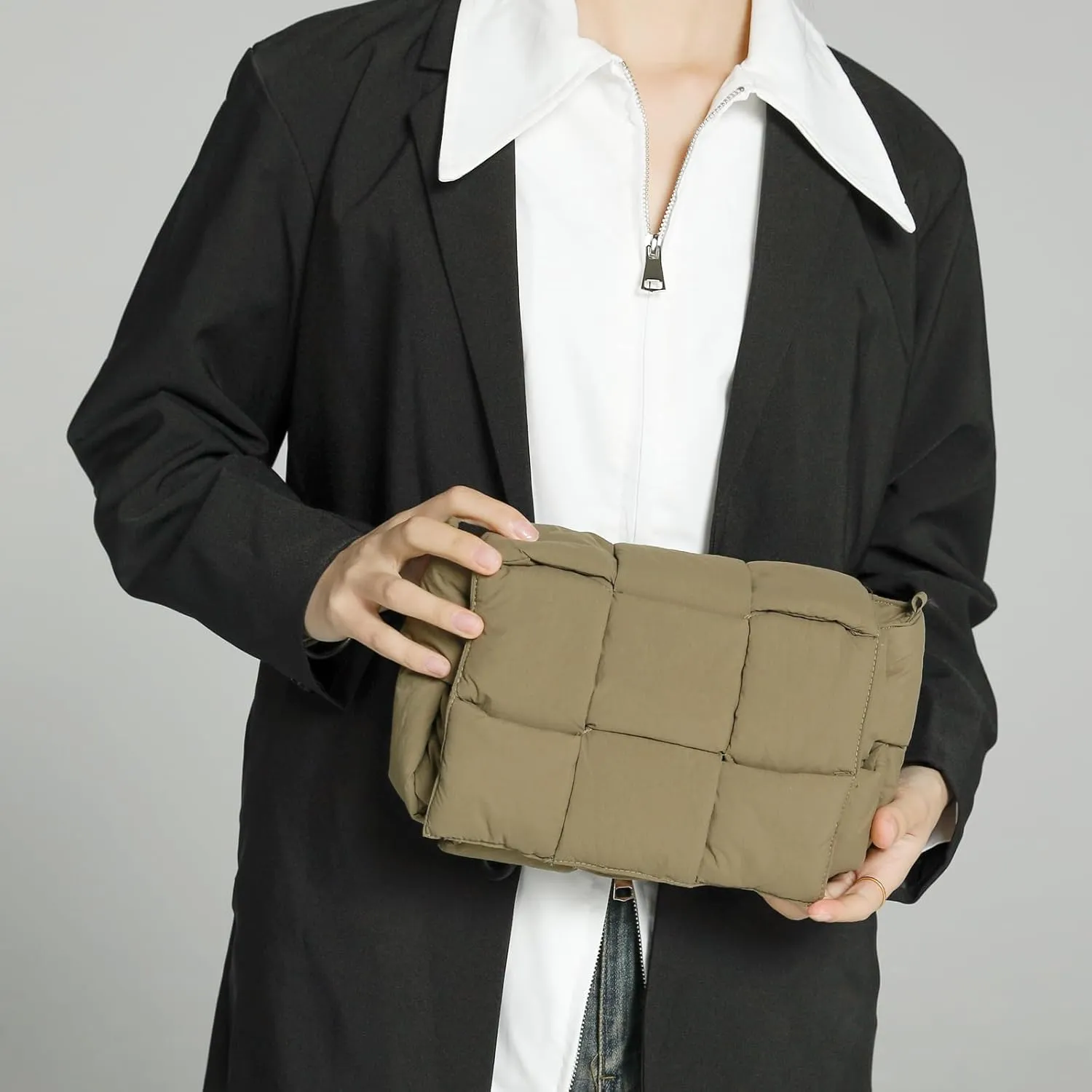 NAARIIAN Shoulder bags for women, Light-weight small puffer purses waterproof, hand-woven puffy bag crossbody handbag