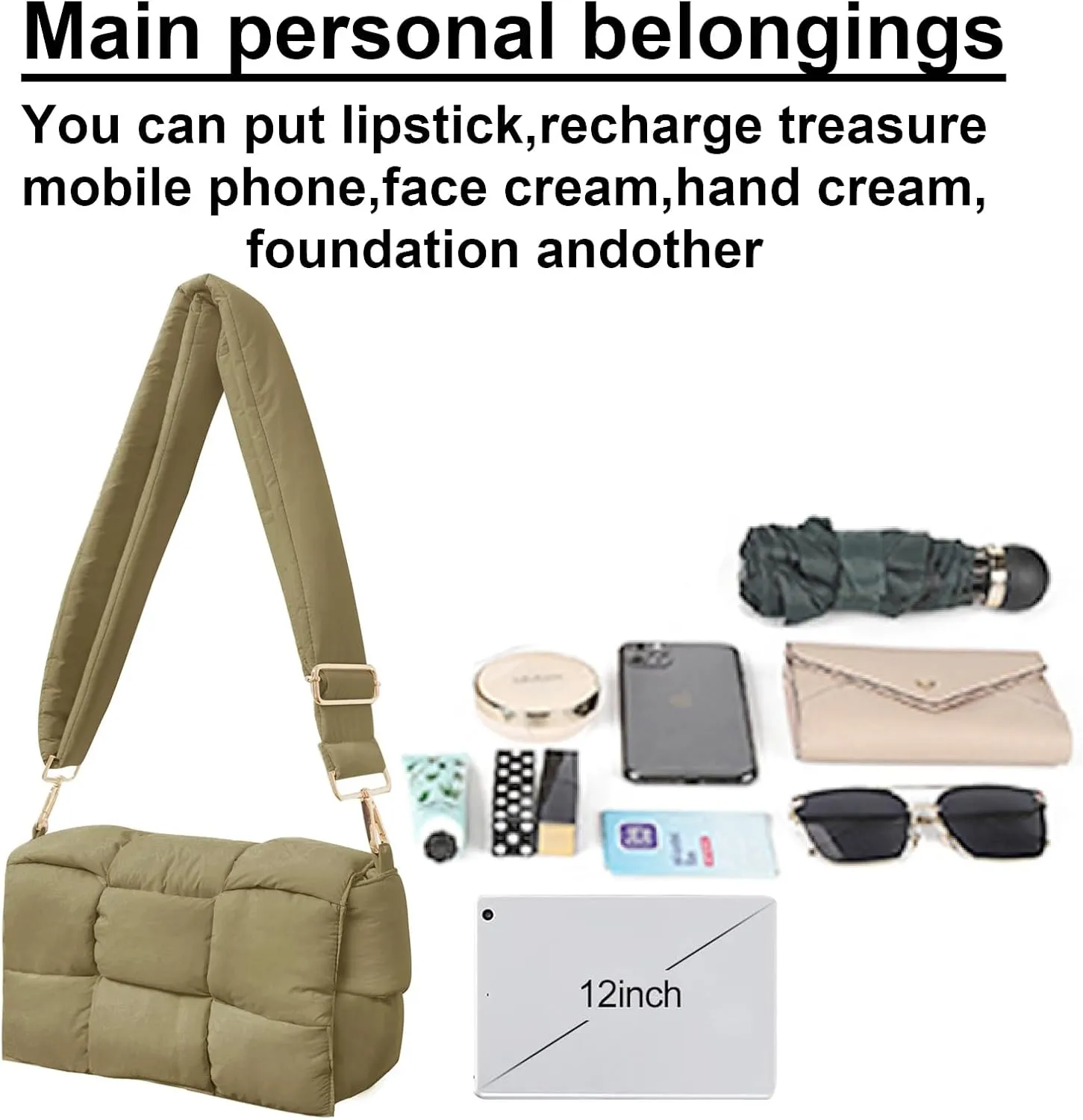 NAARIIAN Shoulder bags for women, Light-weight small puffer purses waterproof, hand-woven puffy bag crossbody handbag