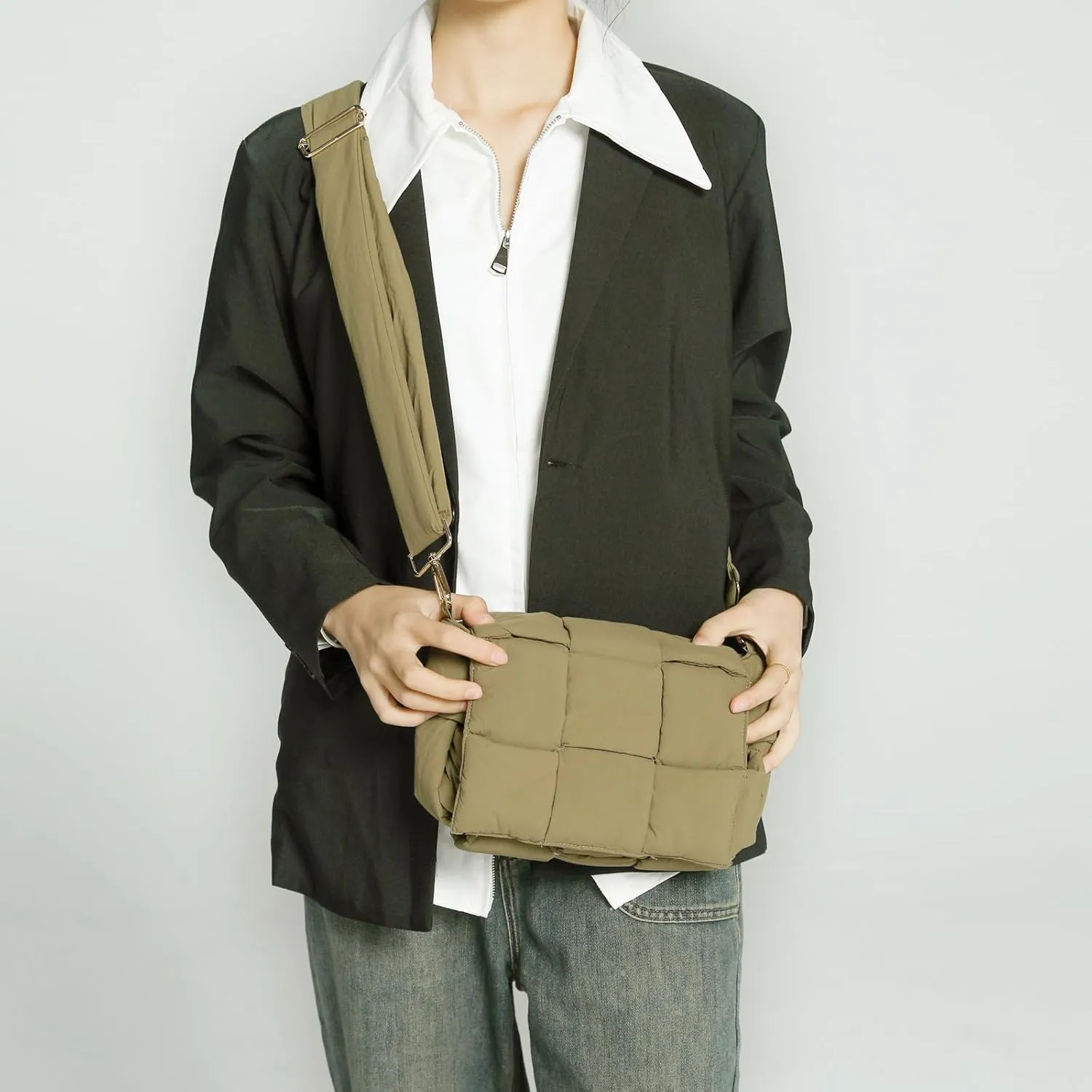 NAARIIAN Shoulder bags for women, Light-weight small puffer purses waterproof, hand-woven puffy bag crossbody handbag