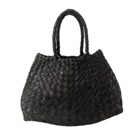 Naomi Woven Leather Bag - Black