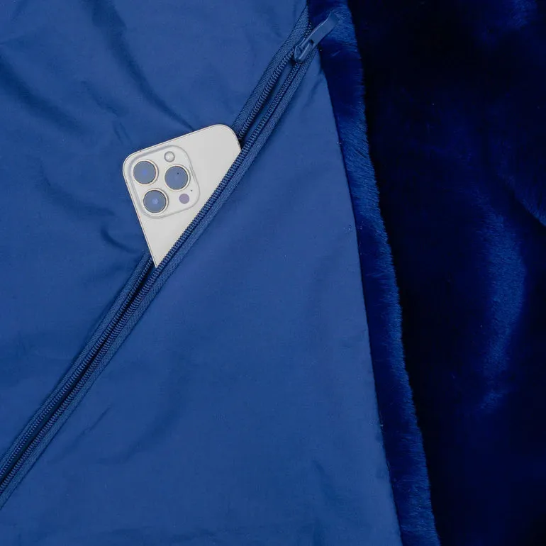 NEW BLANKET- Pretty Rugged- Long Lap Blanket Navy/White