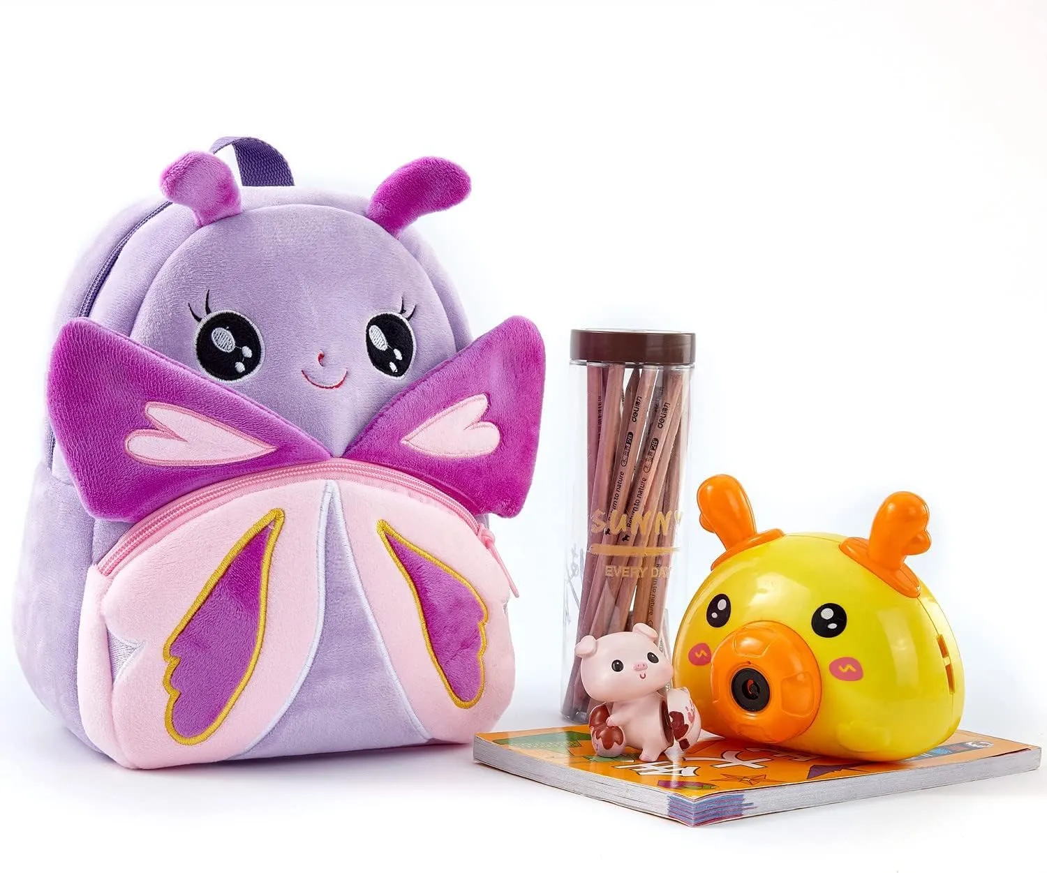 NICE CHOICE Cute Toddler Backpack Toddler Bag Plush Animal Cartoon Mini Travel Bag for Baby Girl Boy 2-6 Years(Purple Butterfly)