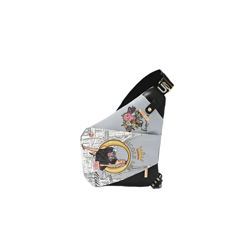 Nicole Lee USA Vegan Leather Leopard & Lip Pattern Crossbody Bag