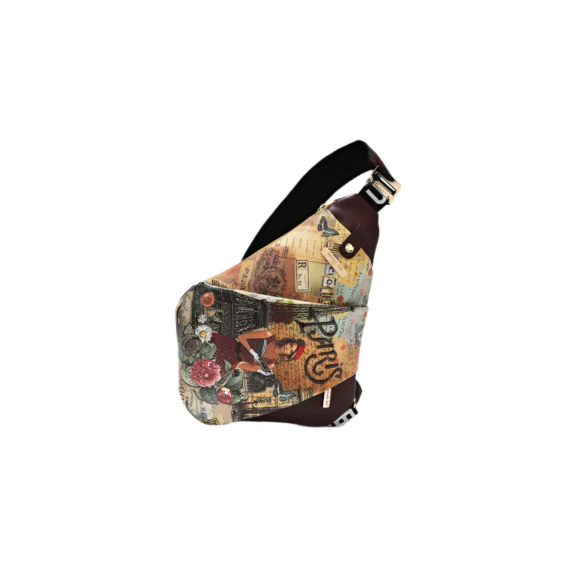 Nicole Lee USA Vegan Leather Leopard & Lip Pattern Crossbody Bag