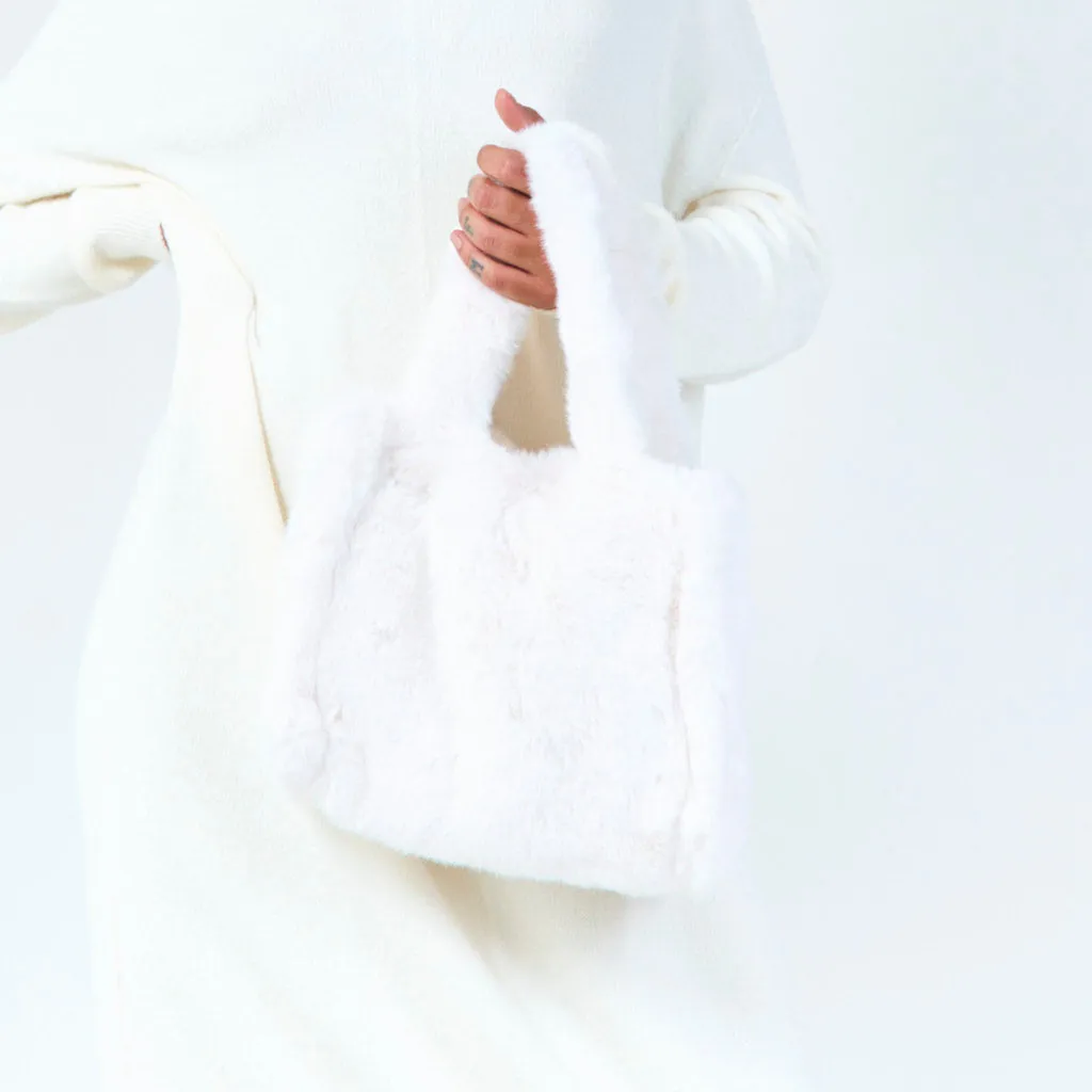 Plush faux tote bag wholesale
