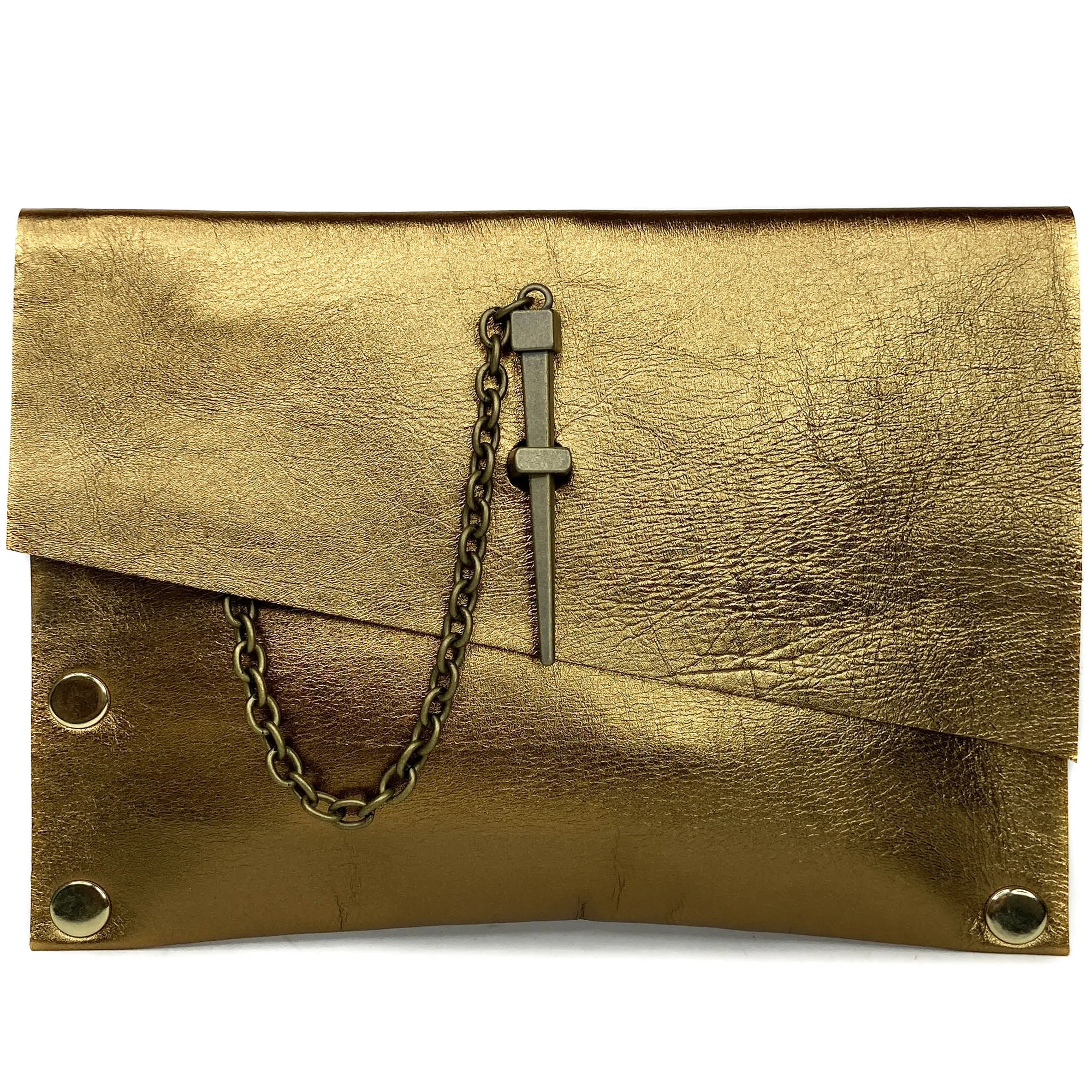 Satin Metallic Bronze Dagger Clutch