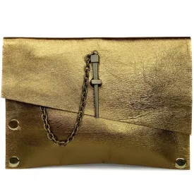 Satin Metallic Bronze Dagger Clutch