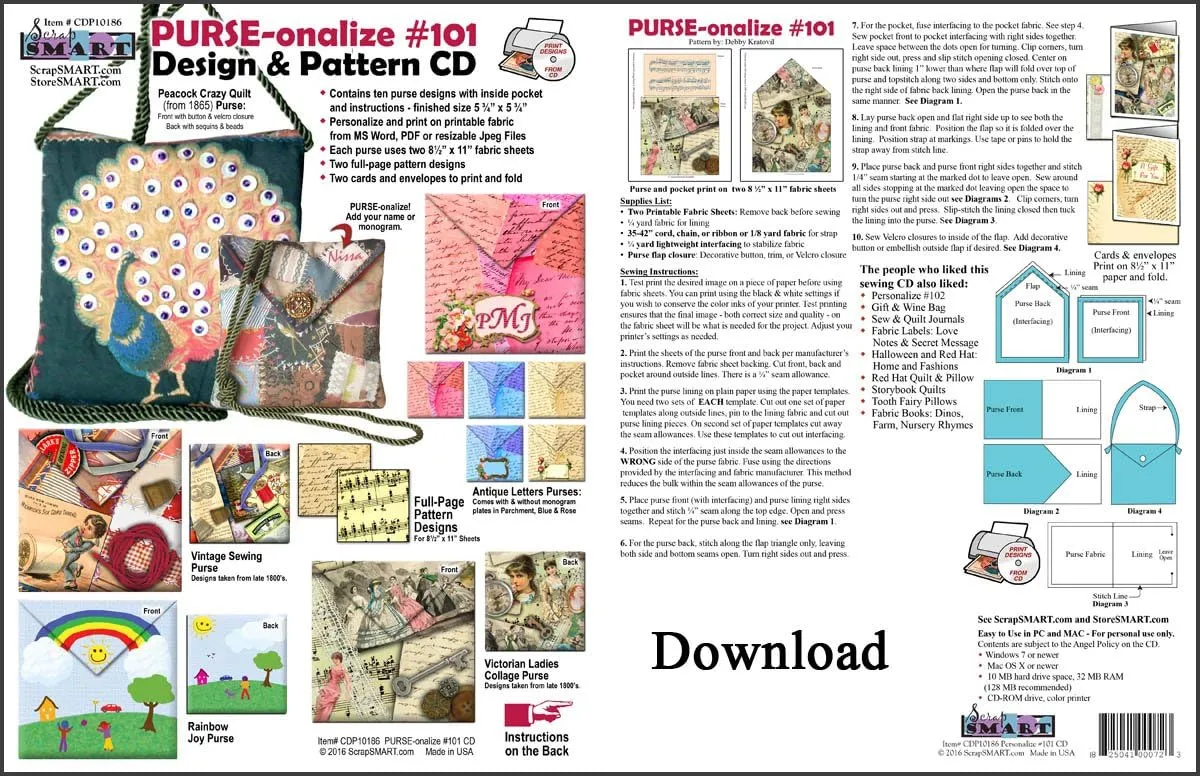 ScrapSMART - PURSE-onalize 101 Software Collection - Microsoft Word, Jpeg, PDF files [Download]