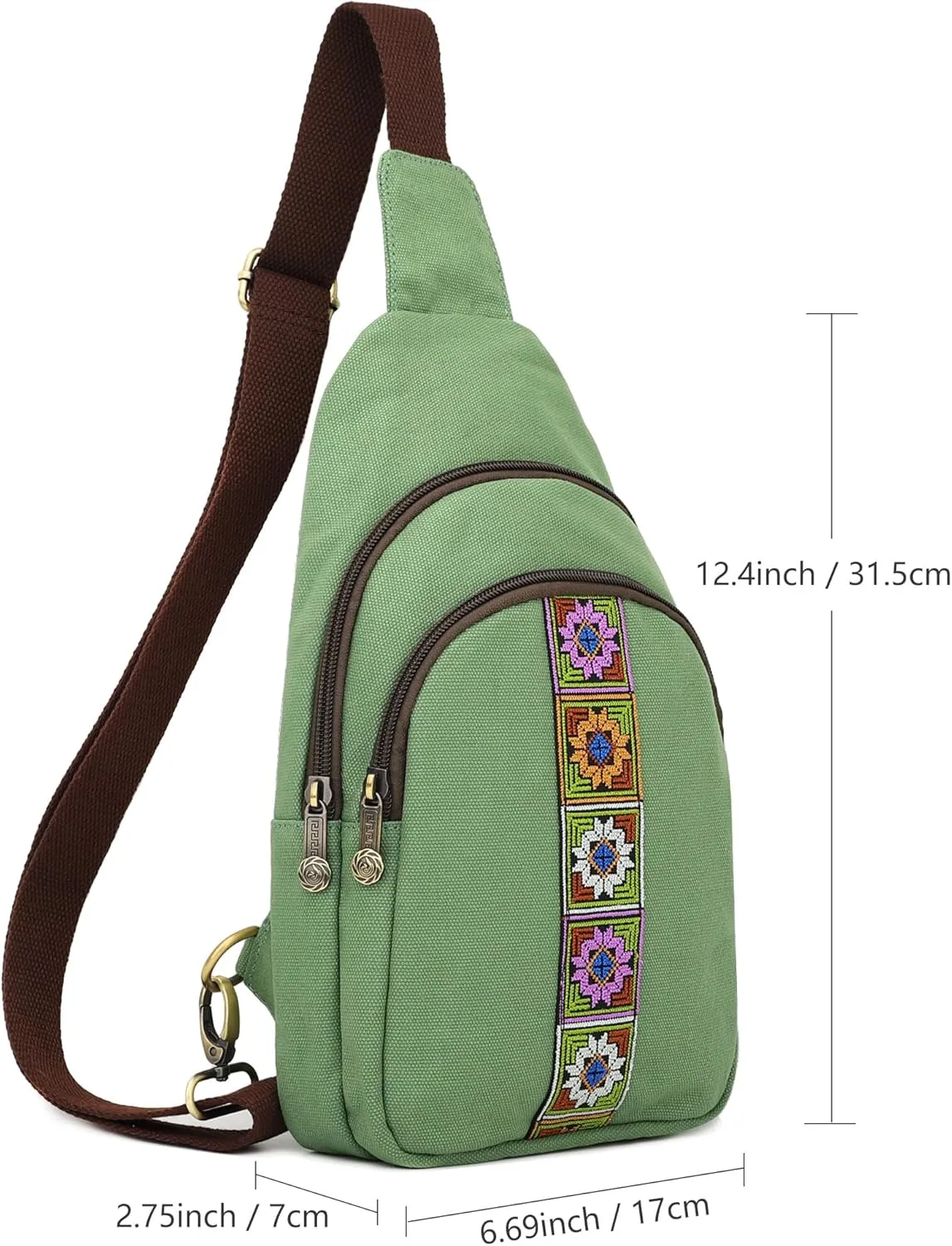 SILKAREA Canvas Sling Bag for Wome Crossbody Purse Small Sling Backpack Purse Travel Hiking Chest Bag Daypack