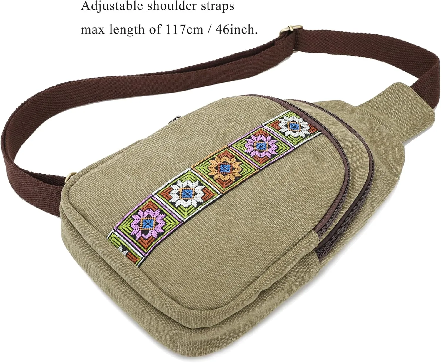 SILKAREA Canvas Sling Bag for Wome Crossbody Purse Small Sling Backpack Purse Travel Hiking Chest Bag Daypack