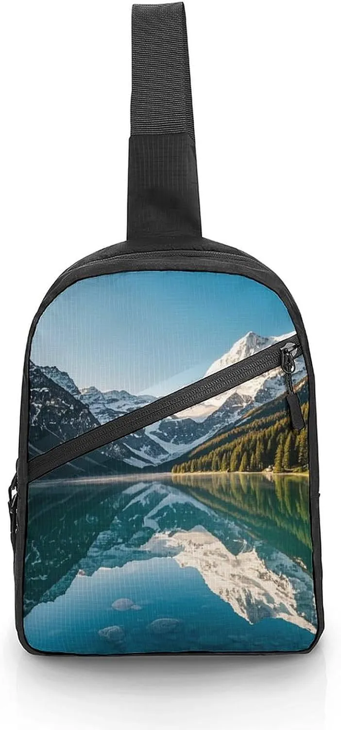 Sling Bag for Men Women Alpine Lake Sling Backpack Chest Bag Casual Daypack Crossbody Bag for Travel