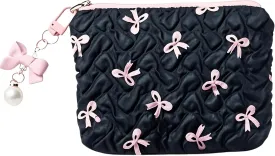 Small Makeup Bag for Purse Bow Makeup Pouch Cute Cosmetic Pouch for Women Portable Mini Cosmetic Bag Travel Mini Makeup Bag For Lipstick Keys Bank Cards