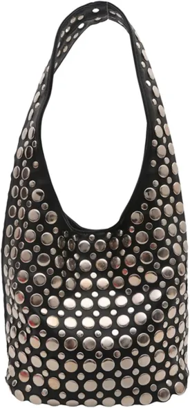 Stylish Studded Hobo Bag, Y2K Purse with Magnetic Closure, Mid-Sized Bucket HandbagDaily matching use