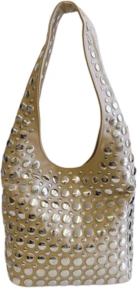 Stylish Studded Hobo Bag, Y2K Purse with Magnetic Closure, Mid-Sized Bucket HandbagDaily matching use