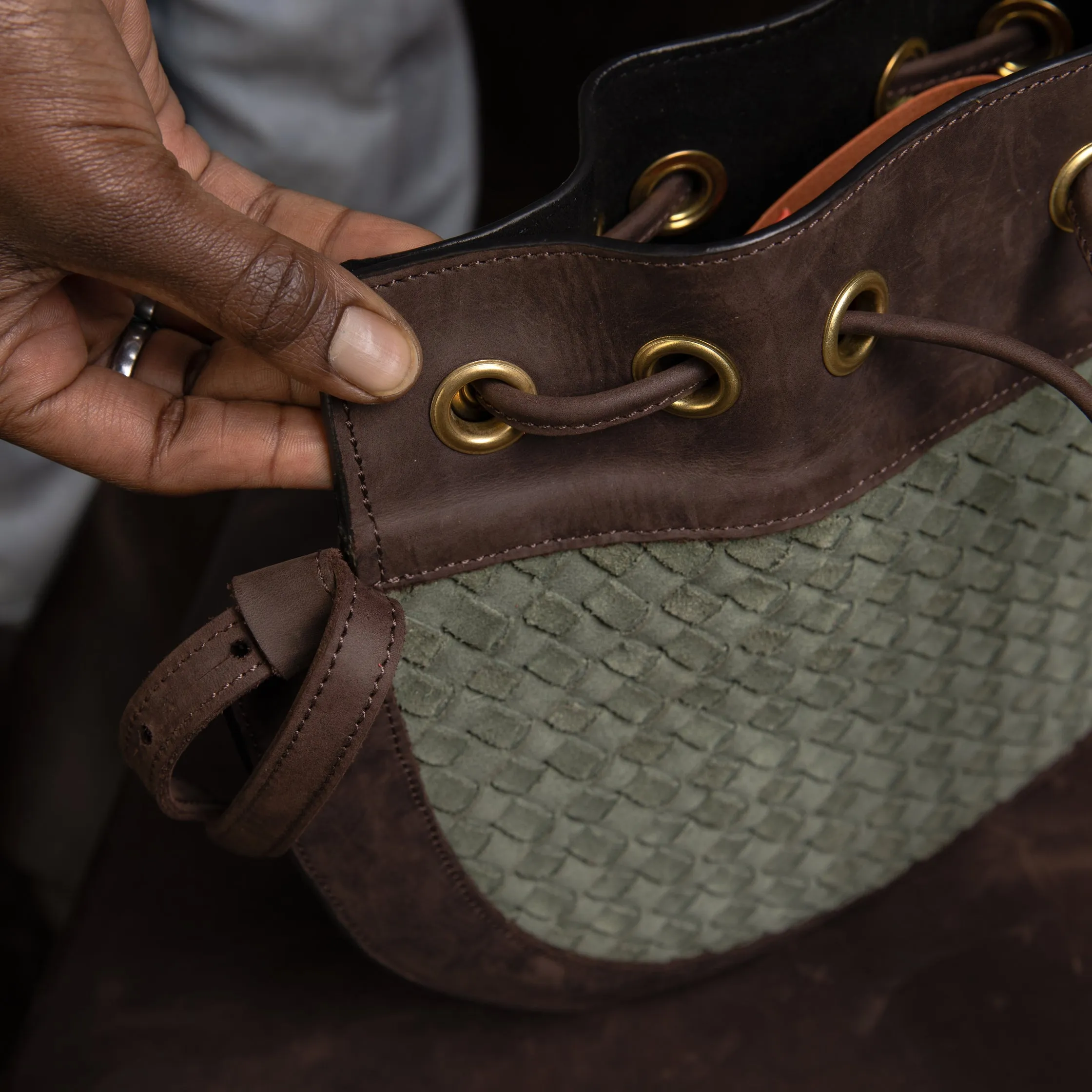 Suede Bucket Crossbody (Woven)