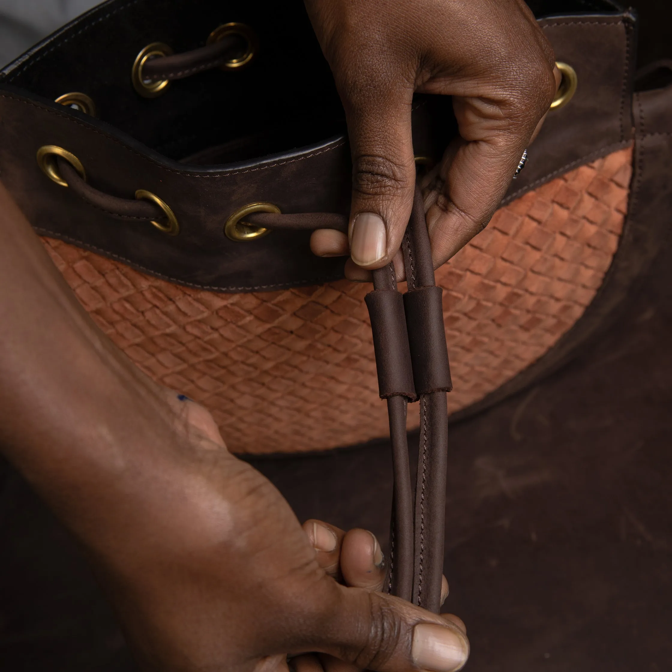 Suede Bucket Crossbody (Woven)