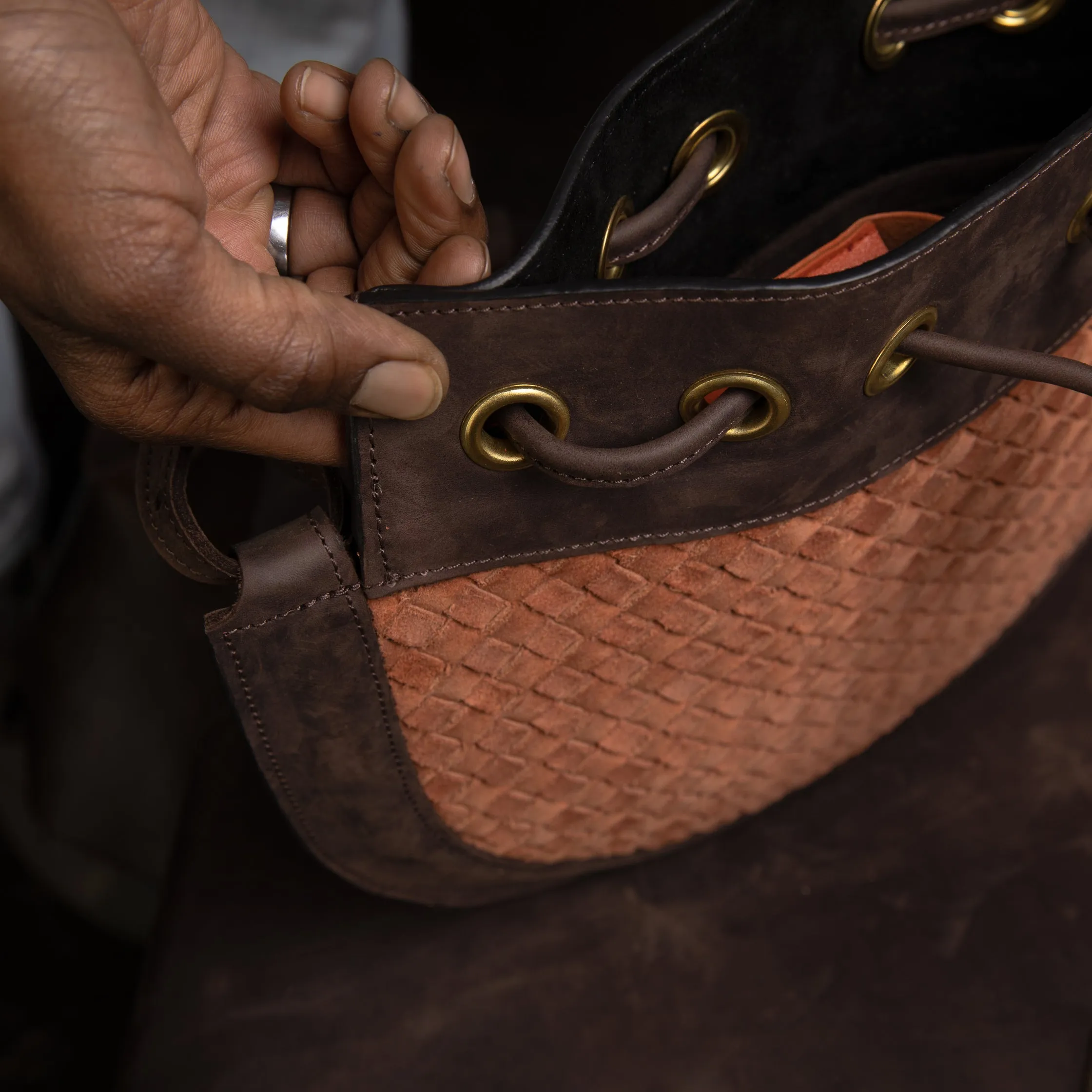 Suede Bucket Crossbody (Woven)