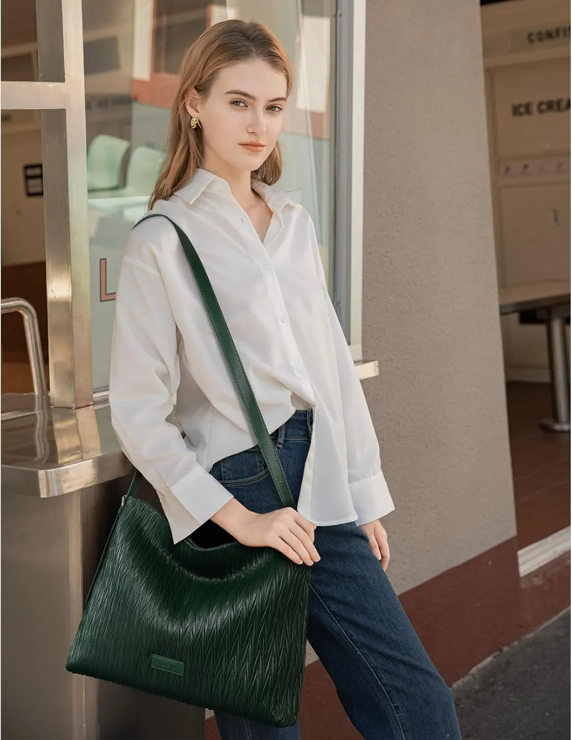 Telena Leather Tote Bag for Women Waterproof Woven Womens Tote Purse and Handbags for Work Travel Shopping