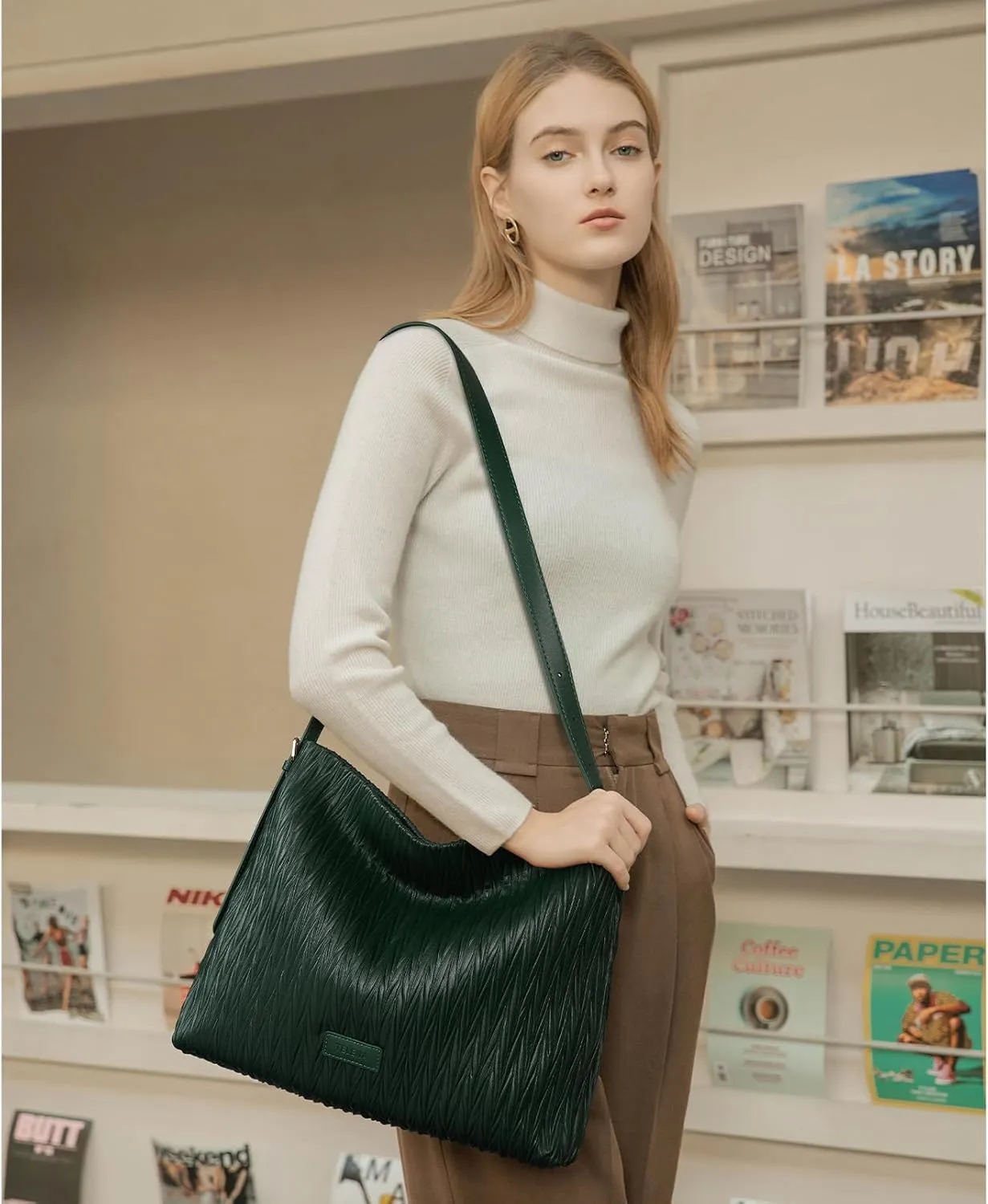 Telena Leather Tote Bag for Women Waterproof Woven Womens Tote Purse and Handbags for Work Travel Shopping