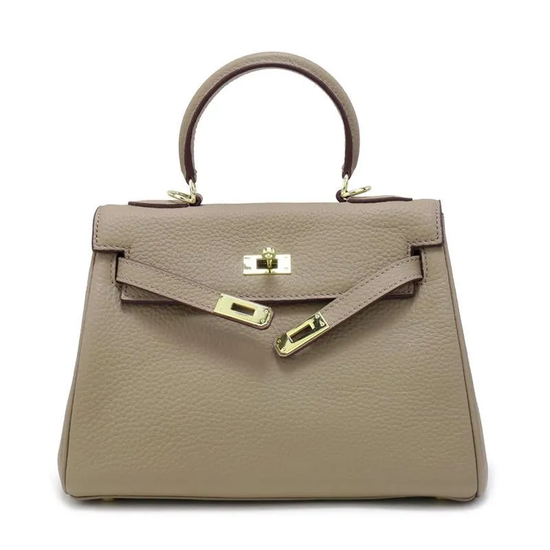 The Abby | Luxury Taupe Leather Handbag – Elegant & Timeless