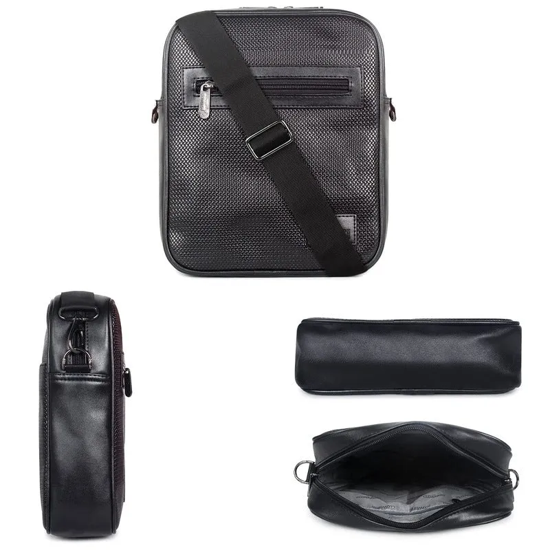 THE CLOWNFISH Kyle Canvas Unisex Crossbody Sling Bag - Premium Material, Convenient Design | 3.5L | Black