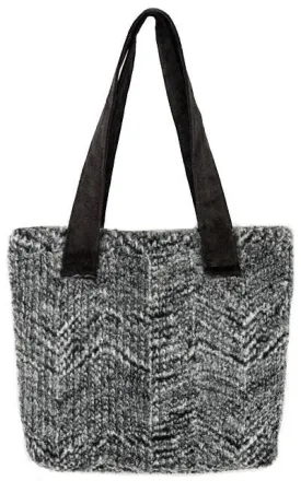 Tokyo Tote - Cozy Cable in Ash Faux Fur (One with Faux Suede Handles Left!)