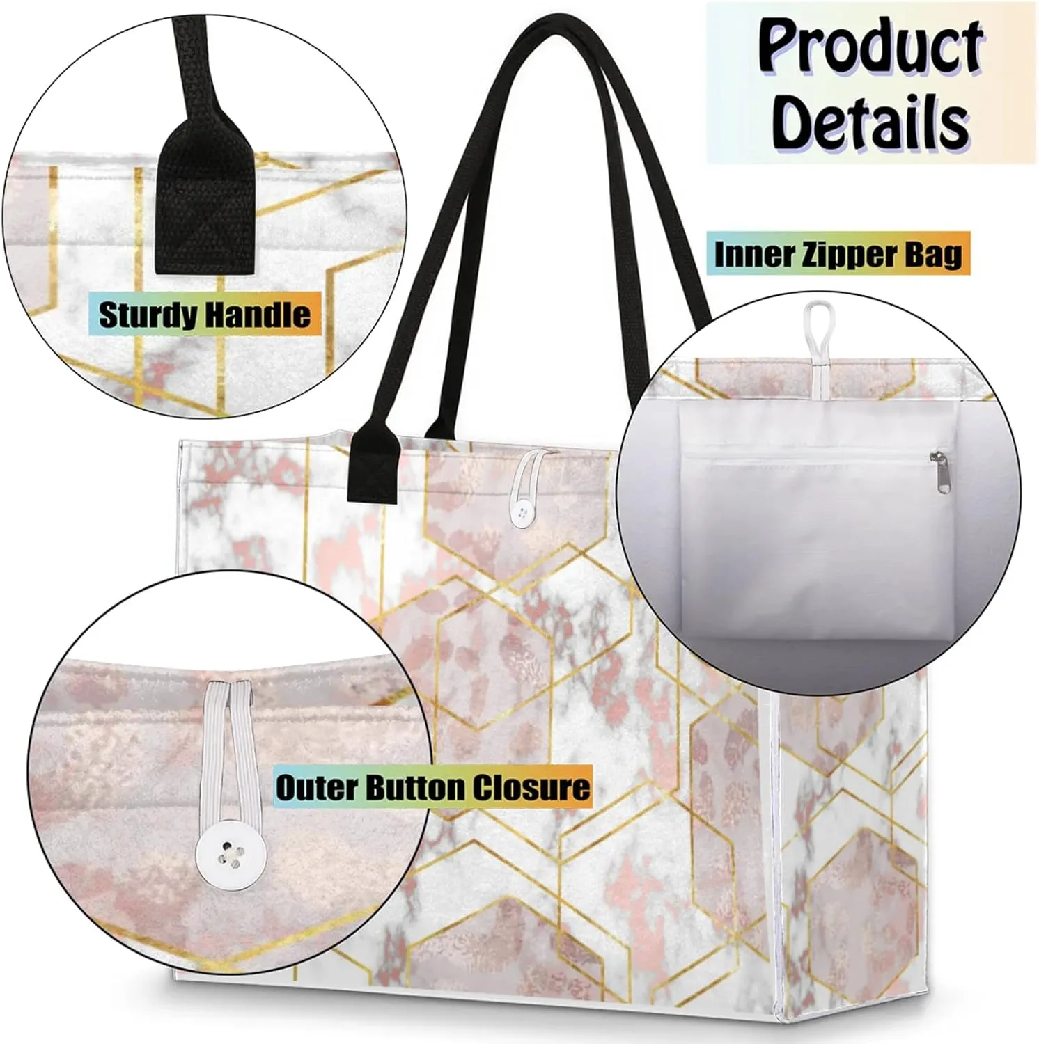 Tote Bag for Women Reusable Canvas Shoulder Bag