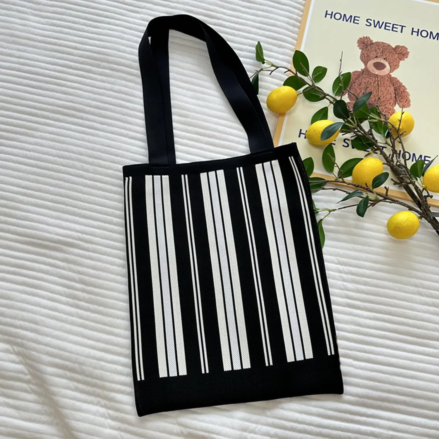 TTCAYU Knitted Shoulder Bag for Women Striped Checkered Handbag Summer Woven crochet beach Bag Purse for Shopping Travel