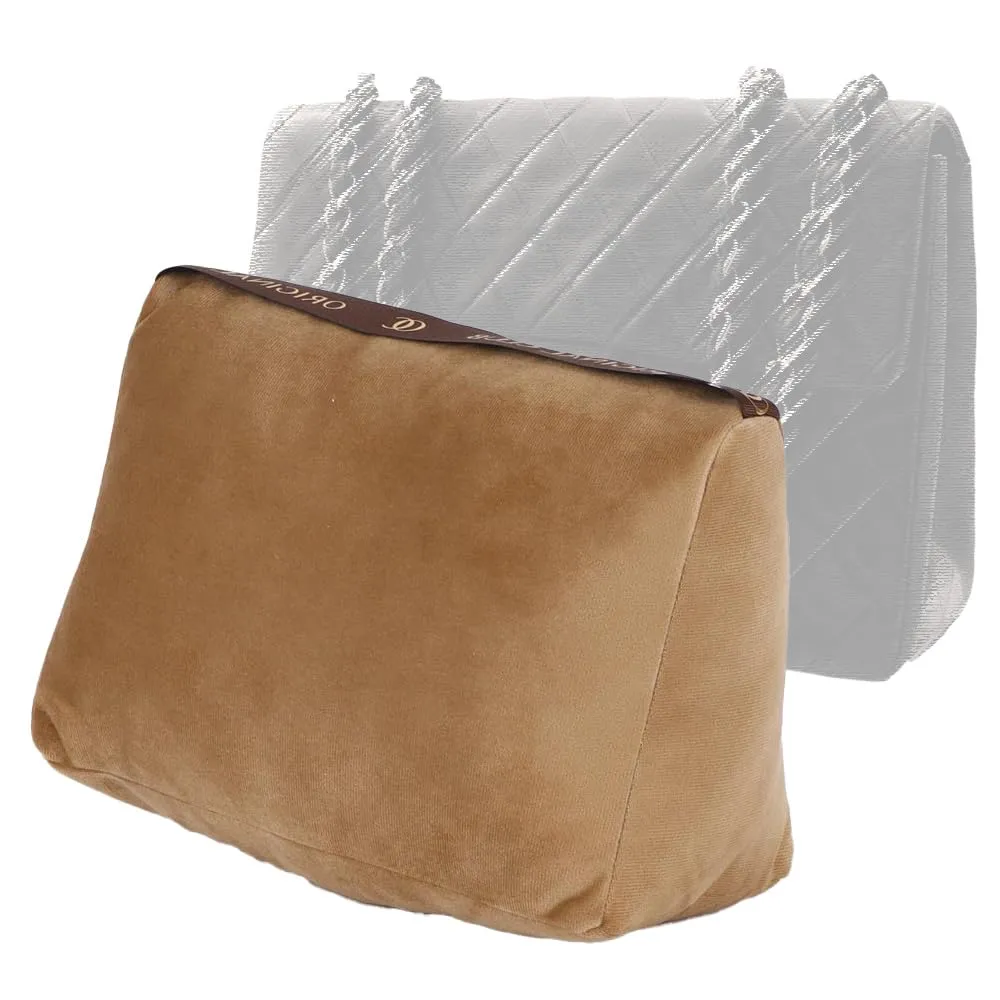 Velvet Pillow Luxury Bag Shaper in Taupe Compatible for the Designer Bag Classic / 2.55 Flap Closure Shoulder Bag Medium, Jumbo, and Maxi
