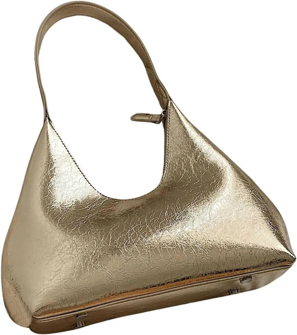 Verdusa Women's Metallic Hobo Shoulder Bags Top Handle Handbag Zipper Purses