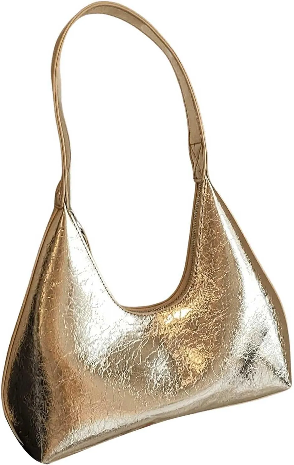 Verdusa Women's Metallic Hobo Shoulder Bags Top Handle Handbag Zipper Purses