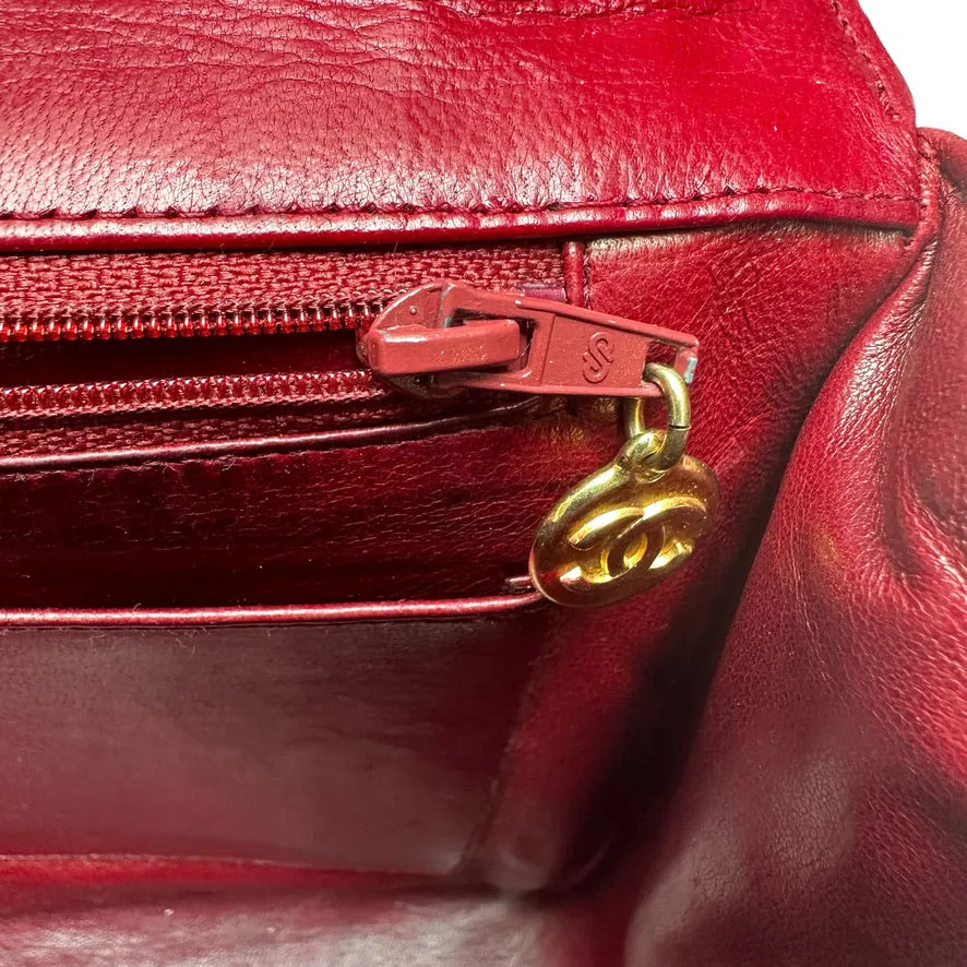 Vintage Red Leather Crossbody Bag