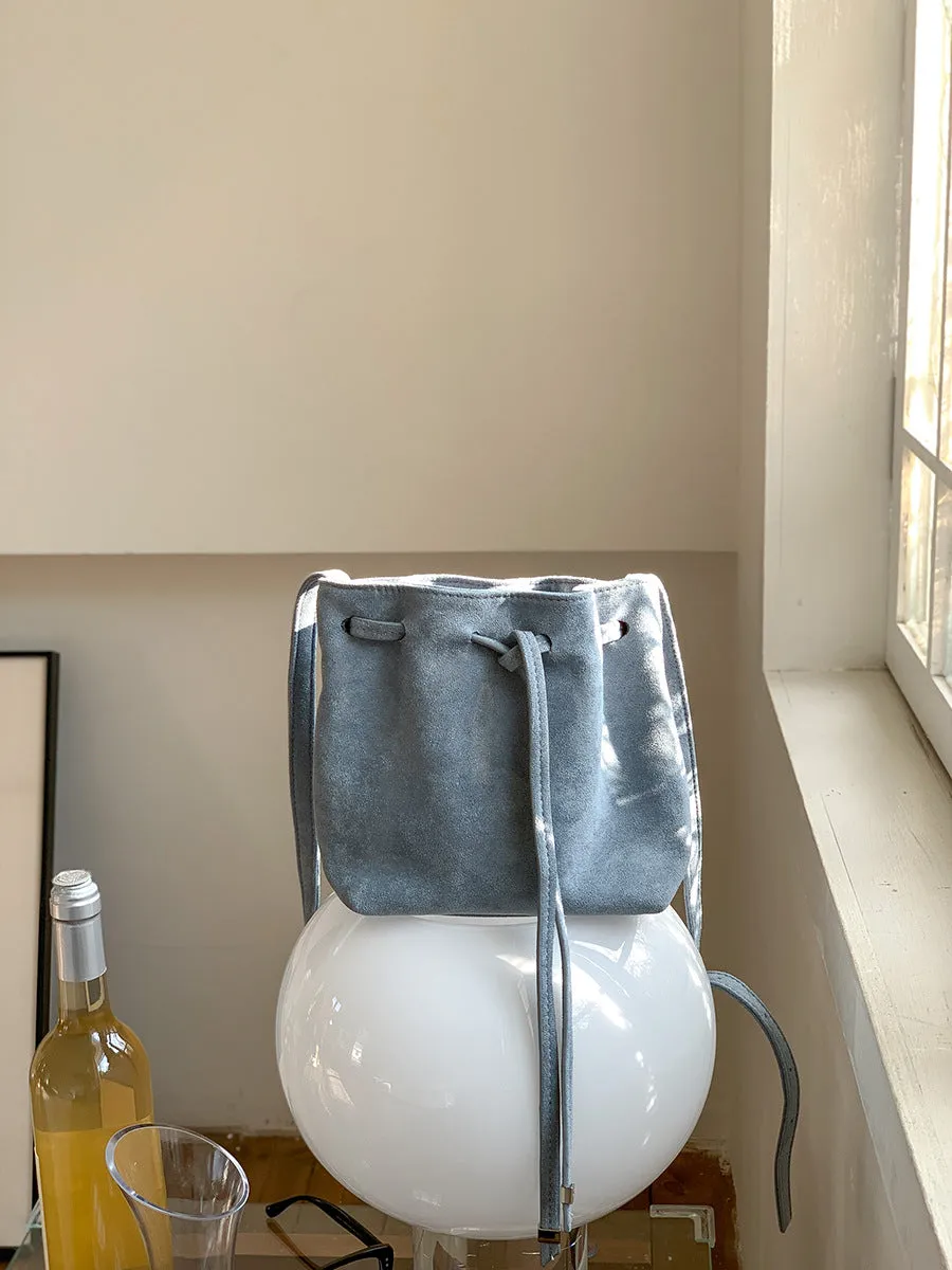Vvsha Fashion Faux Suede Bucket Bag High Quality Shoulder Bag Designer Crossbody Bags for Women Pleated Drawstring Bags Handbags Chic