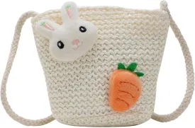Women Girls Mini Crochet Crossbody Purse, Cute Straw Beach Shoulder Bag Small Wallet Pouch Hangbag