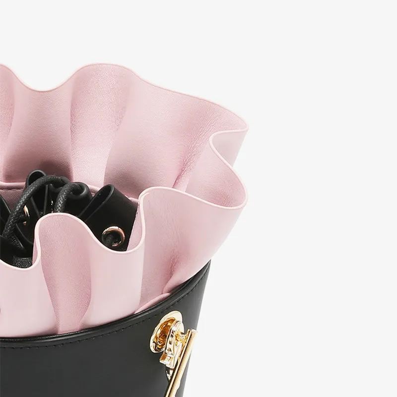 Womens Chain Crossbody Bags Leather Handbags Bucket Bag for Women