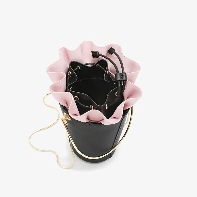 Womens Chain Crossbody Bags Leather Handbags Bucket Bag for Women