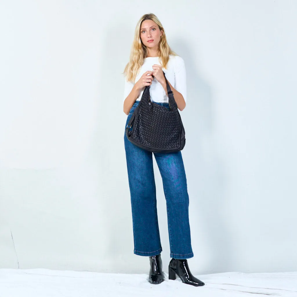 Woven leather hobo vintage bag wholesale