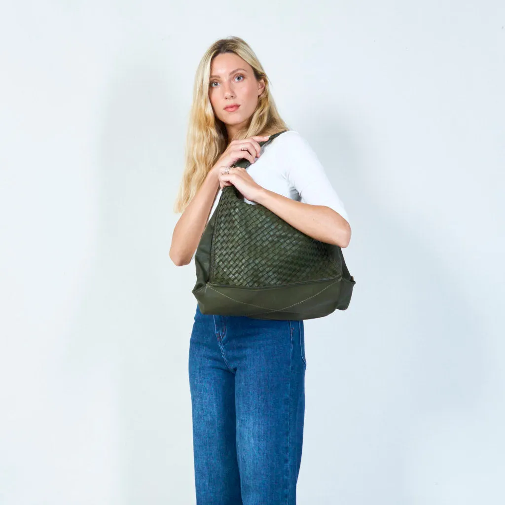 Woven leather hobo vintage bag wholesale