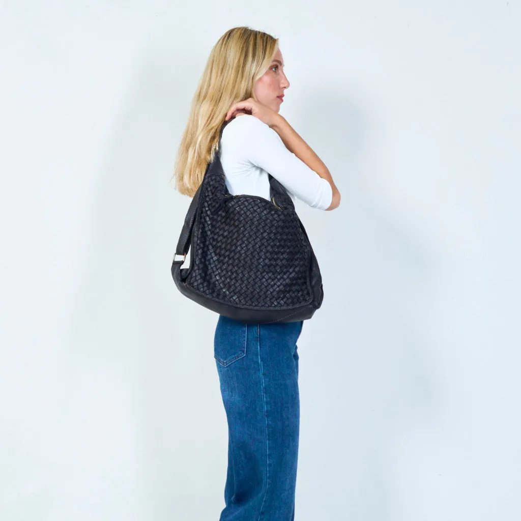 Woven leather hobo vintage bag wholesale