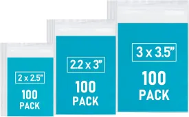 WOW DING Small Plastic Bags, 300 PCS Assorted Sizes, Transparent, Reclosable, Clear Bags for Jewelry, Daily Pills, Snack, Small Toys, Packaging