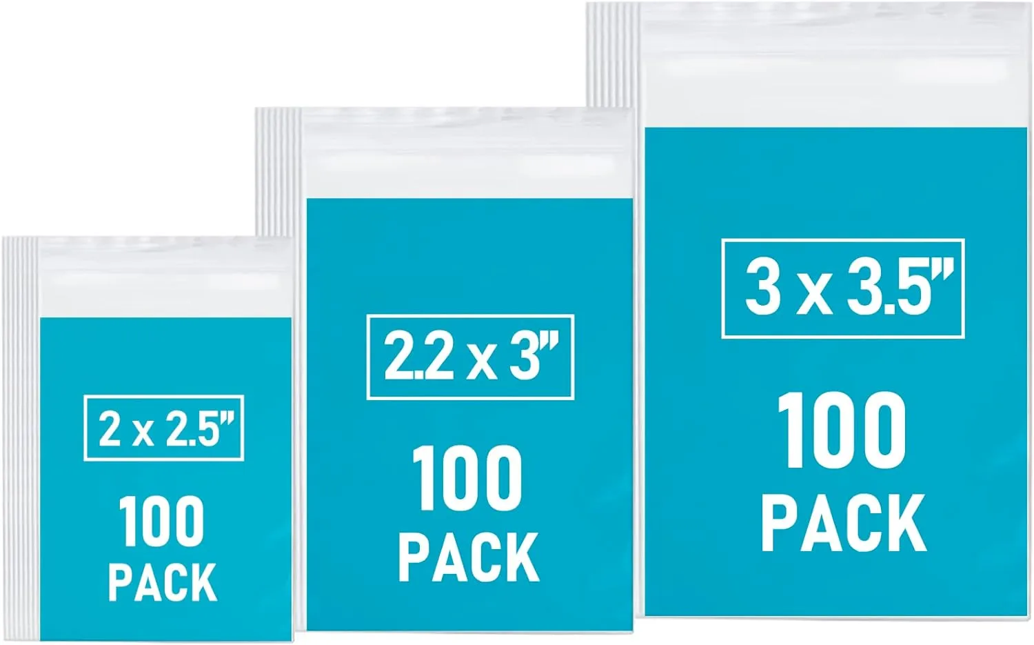 WOW DING Small Plastic Bags, 300 PCS Assorted Sizes, Transparent, Reclosable, Clear Bags for Jewelry, Daily Pills, Snack, Small Toys, Packaging