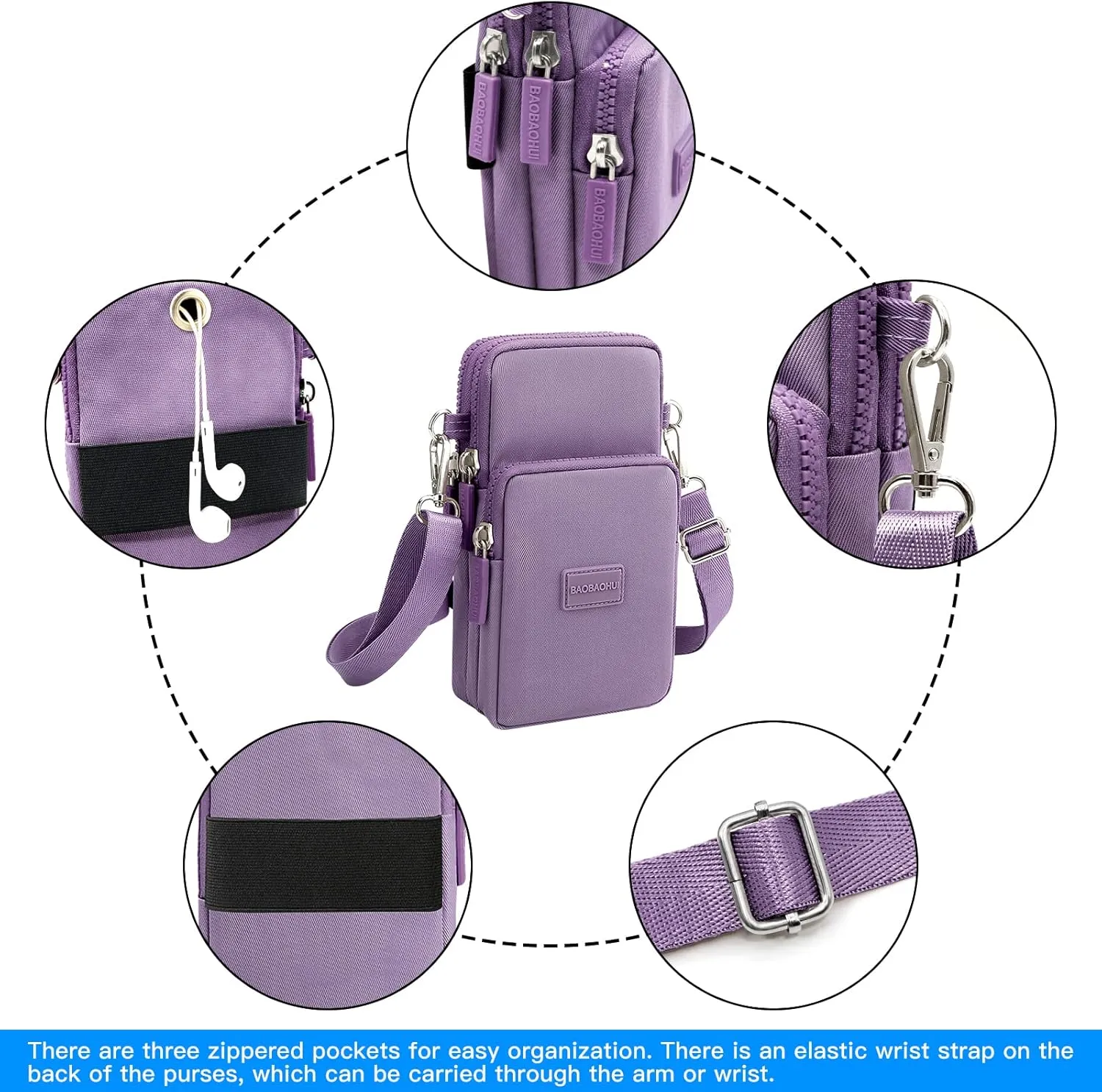 YINHEXI Small Crossbody Bags for Women Trendy, Mini Triple Compartment Cell Phone Crossbody Wallet Purses